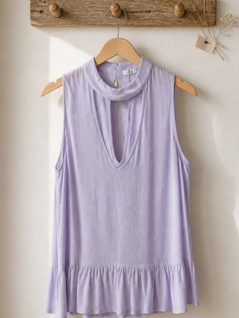 After Market | Lilac Cutout "V" Neck Ruffled Top. NWOT